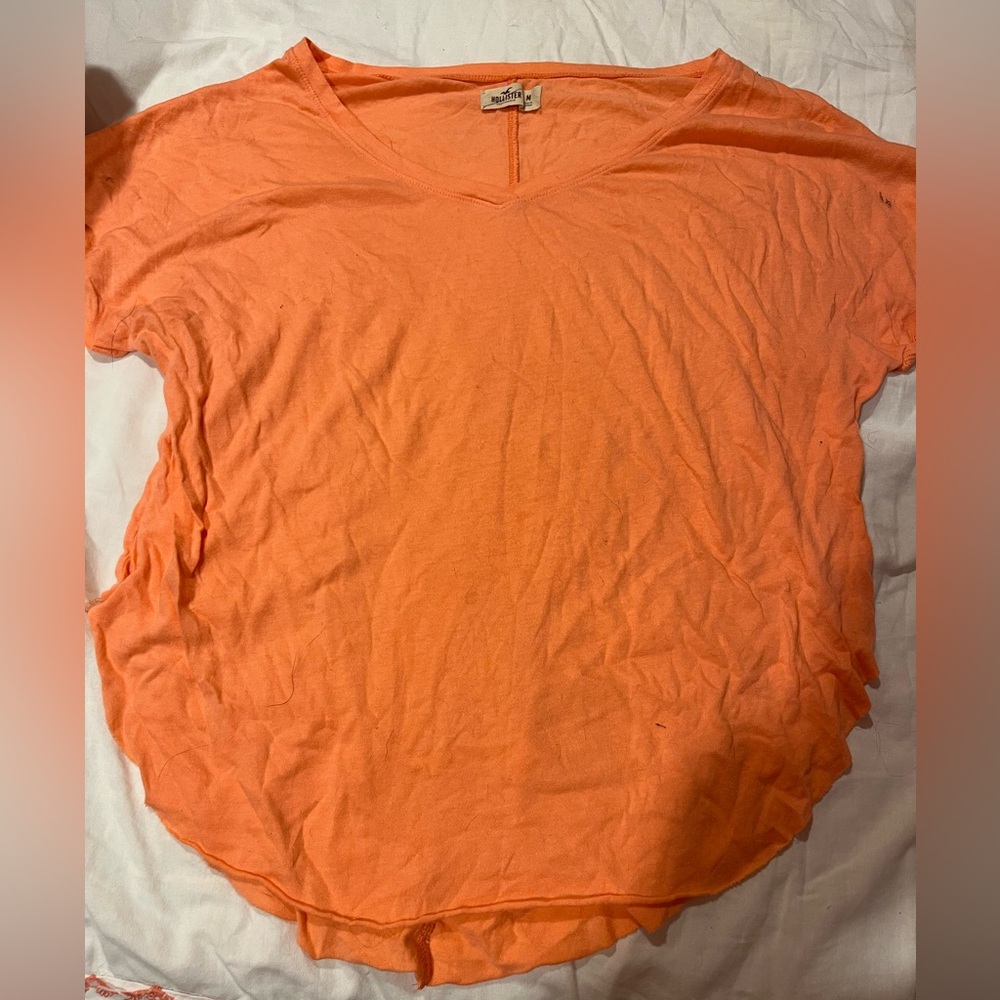 Hollister Orange Cropped Tee Shirt